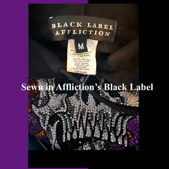 Affliction Oversize Black Label  Grease Mob Hooded Sweatshirt Size M-L - Picture 6 of 6